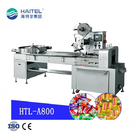 SUS304 Automatic Feeding Candy Horizontal Flow Pack Wrapping Machine PLC